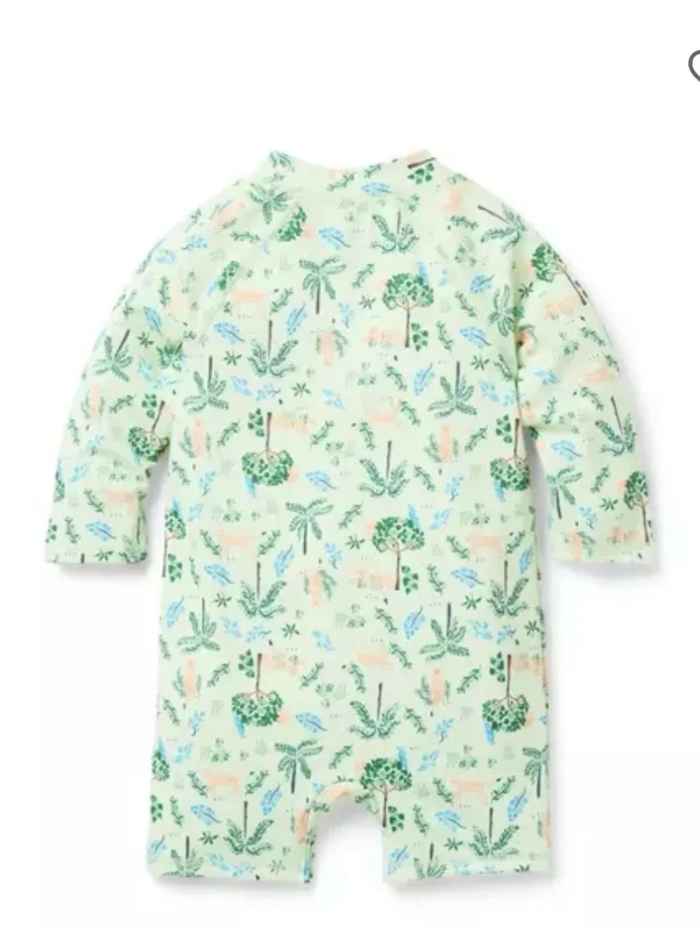 Baby Tropical Print Zip Romper in Light Mint unisex